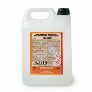 Super Degreasing Hydro-Cleaning Detergent - photo of a 5 litre container with transparent/white exterior and orange label.